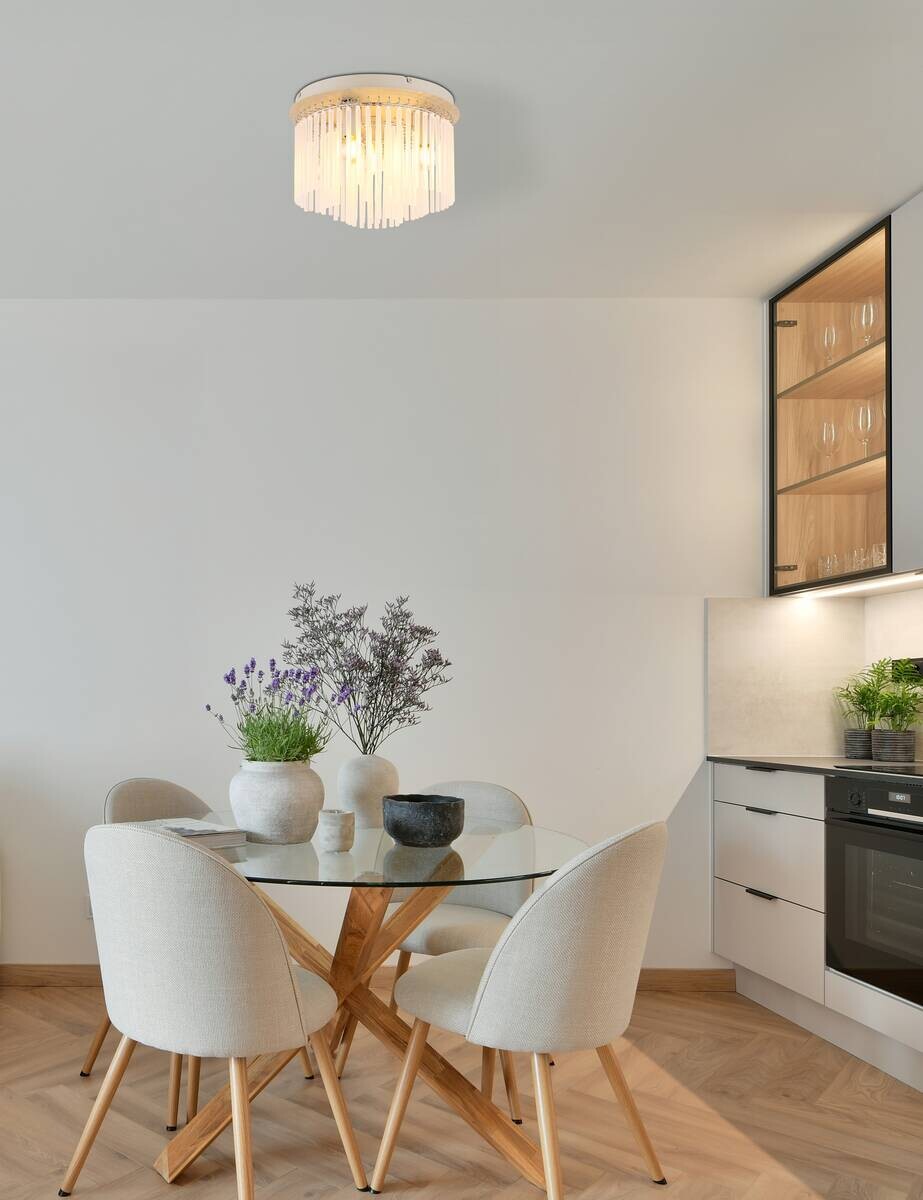 GLOBO Deckenleuchte sand Metall Glas B/H: ca. 32x23 cm E14 5 Brennstellen