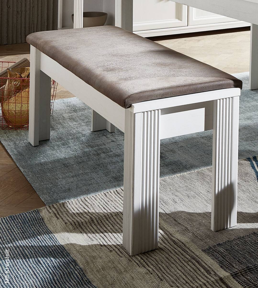 Sitzbank Jasmin braun Eiche Artisan Nachbildung weiß Pinie Nachbildung B/H/T: ca. 126x48x41 cm