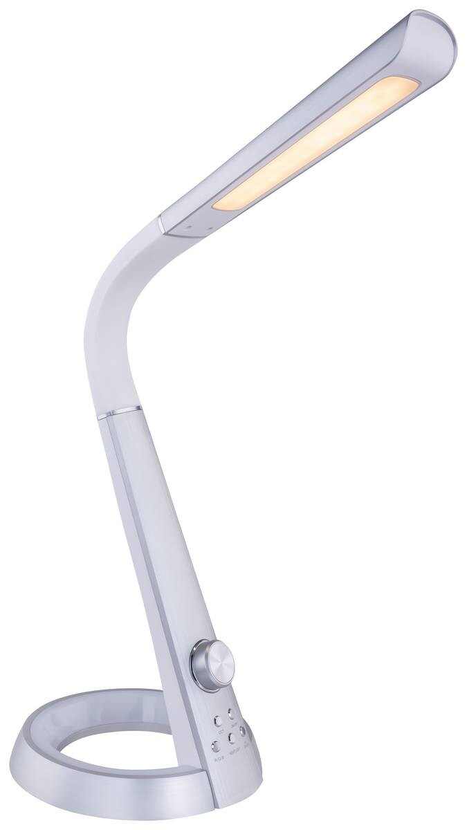 GLOBO Tischleuchte 58376S silber weiß Kunststoff Metall B/H/T: ca. 34x64x18 cm 1 Brennstellen