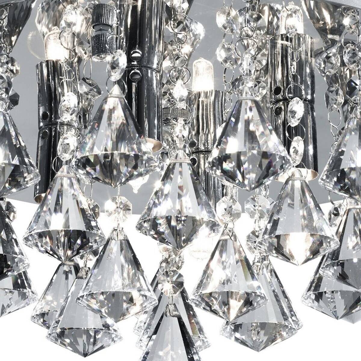 Searchlight Deckenleuchte Hanna transparent Chrom Glas Stahl B/H/L/D: ca. 35x17,5x35x35 cm G9 4 Brennstellen