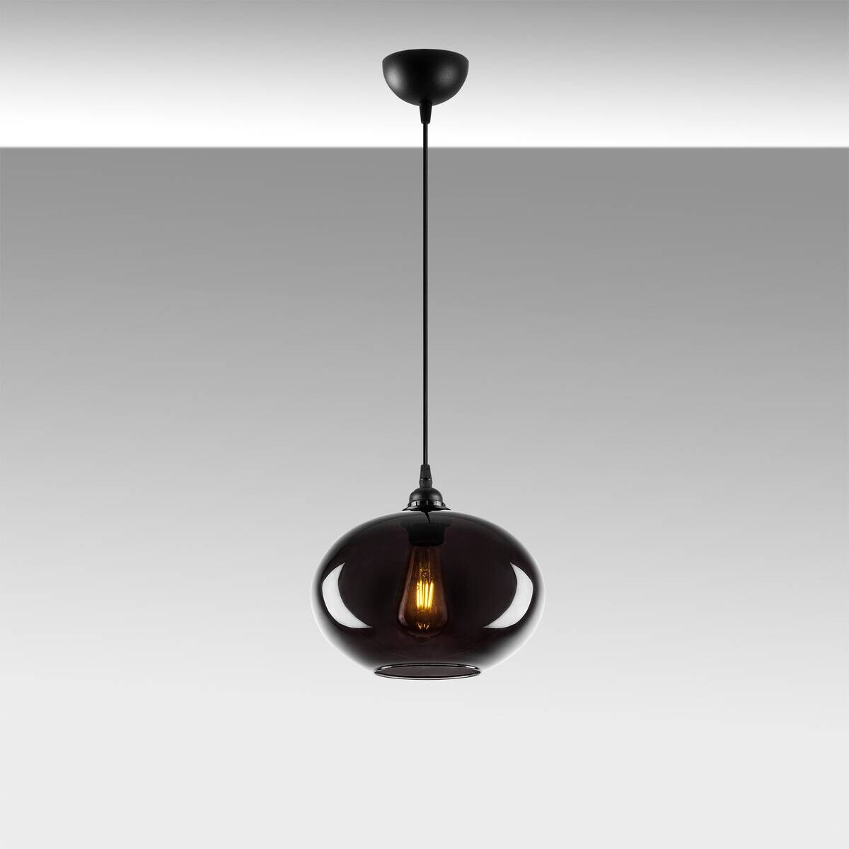 Opviq Pendelleuchte Smoked Rauch Metall Glas B/H/T/L/D: ca. 27x120x27x27x27 cm E27 1 Brennstellen