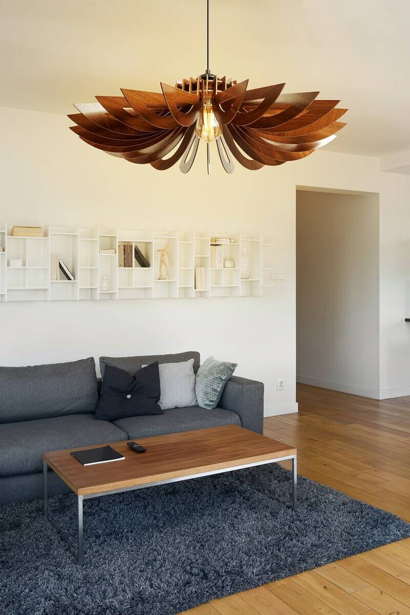 Opviq Pendelleuchte nussbaum MDF B/H/L: ca. 68x50x68 cm E27 1 Brennstellen