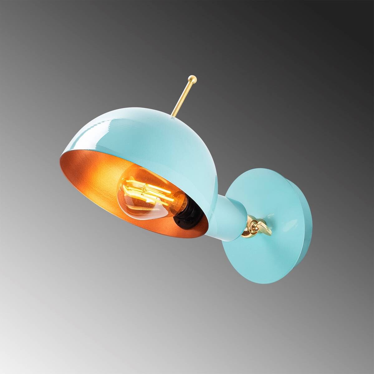 Opviq Wandleuchte Kupfer türkis Metall B/H/L: ca. 23x20x15 cm E27 1 Brennstellen