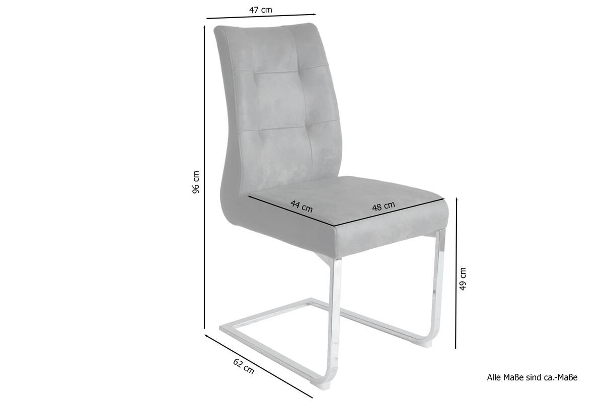 Schwingstuhl MARLEN-XXL 2er-Set anthrazit Vintage Chrom Stoff Metall B/H/T: ca. 72x96x80 cm