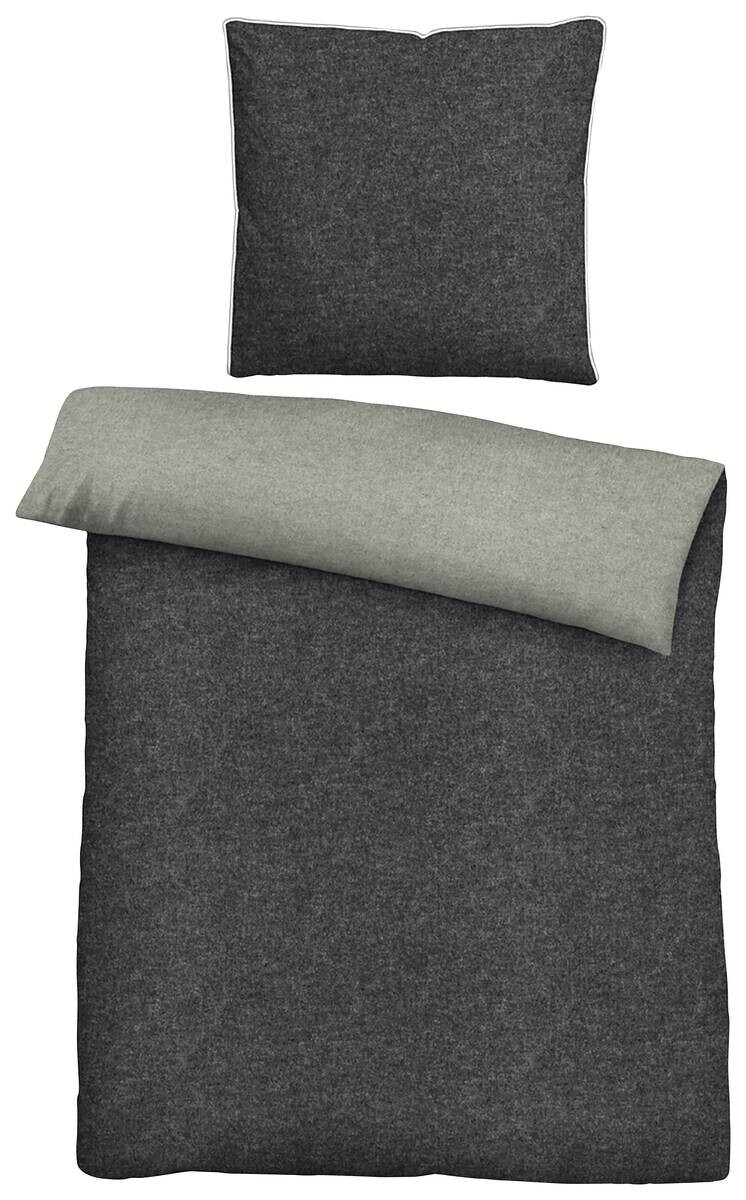 Baumwoll Bettwäsche Flanell Titanium grau 100% Baumwolle B/L: ca. 200x200 cm