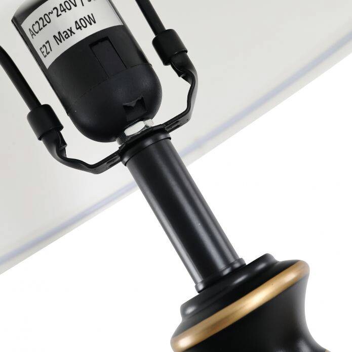 HOMCOM Stehlampe schwarz weiß Metall Polyester-Mischgewebe Stoff B/H/L: ca. 38x158x38 cm E27 3 Brennstellen