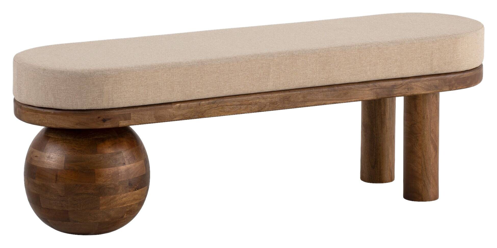 Sitzbank braun beige Mango Leder B/H/T: ca. 140x47,5x41,5 cm