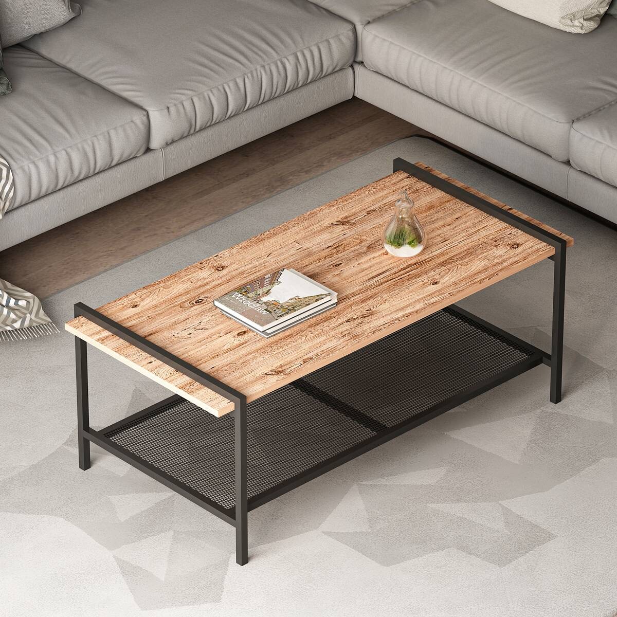 Couchtisch Lara walnuss Nachbildung schwarz B/H/T: ca. 120x45x60 cm
