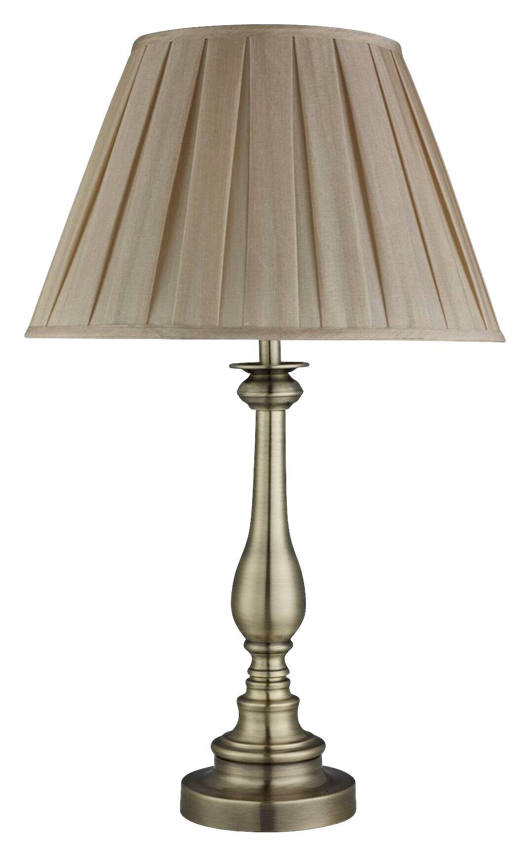 Searchlight Tischlampe Flemish messing Textil Stahl B/H/L/D: ca. 40x62x40x40 cm E27 1 Brennstellen