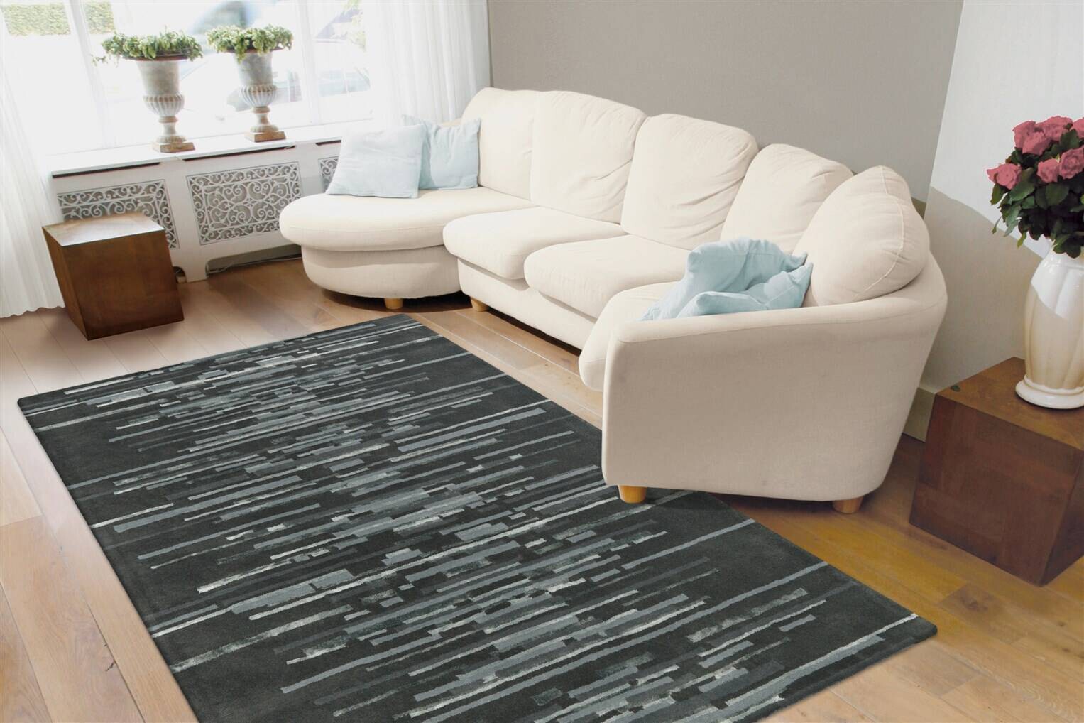 Arte Espina Kurzflorteppich Satin 8059 anthrazit B/L: ca. 170x240 cm