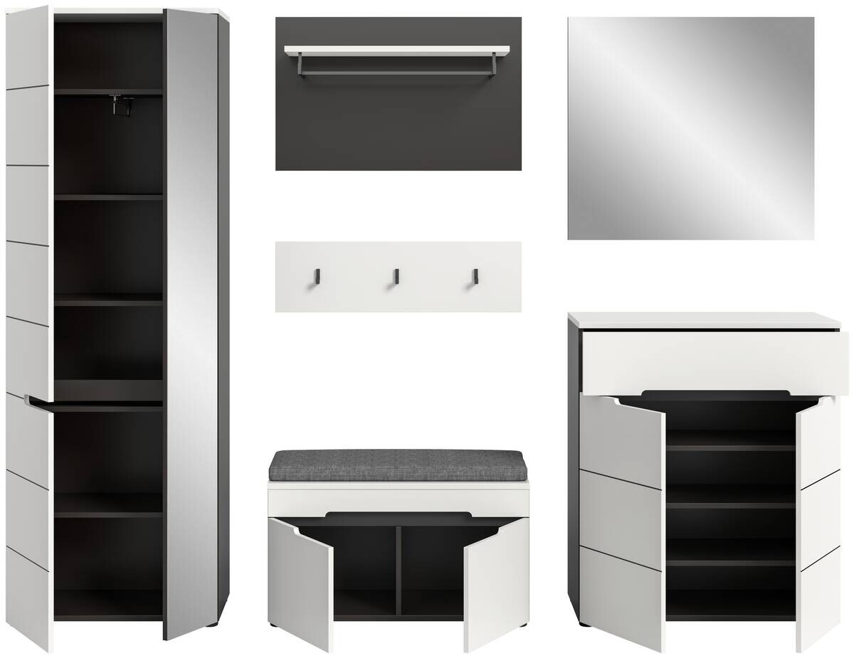 Garderobe Canu basaltgrau Nachbildung weiß B/H/T: ca. 255x190x37 cm