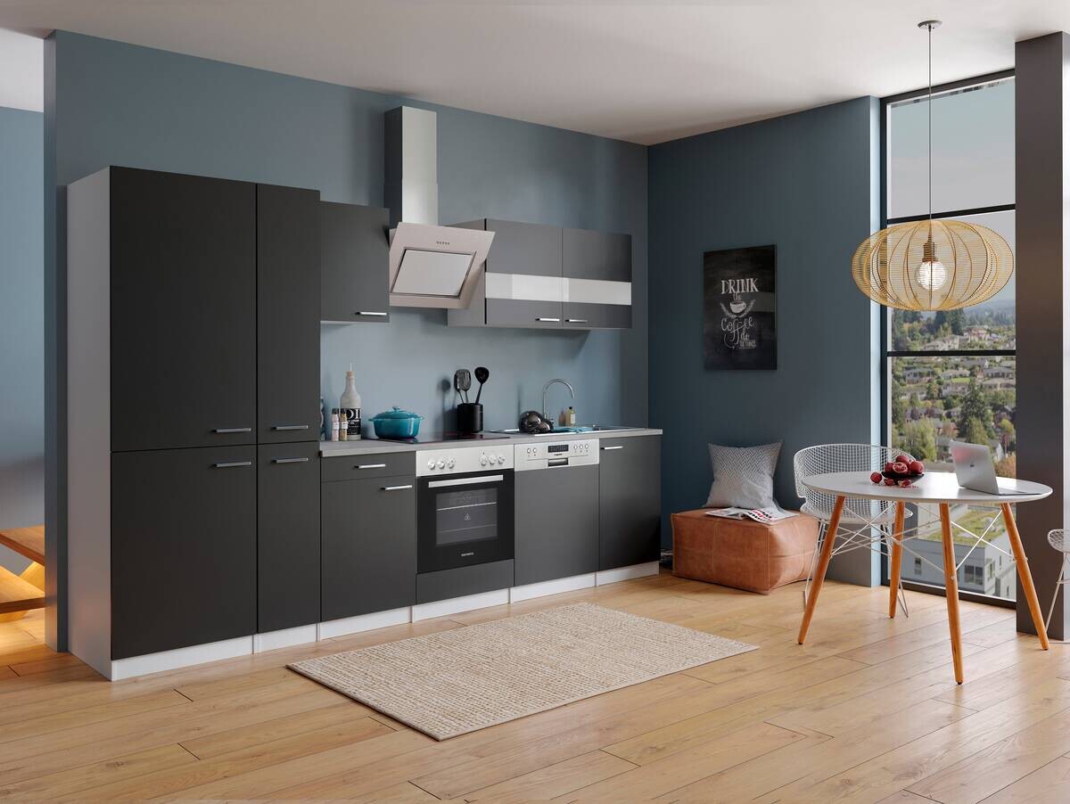 Respekta Küchenblock KB310WSCGKE178G schwarz B/H/T: ca. 310x200x60 cm