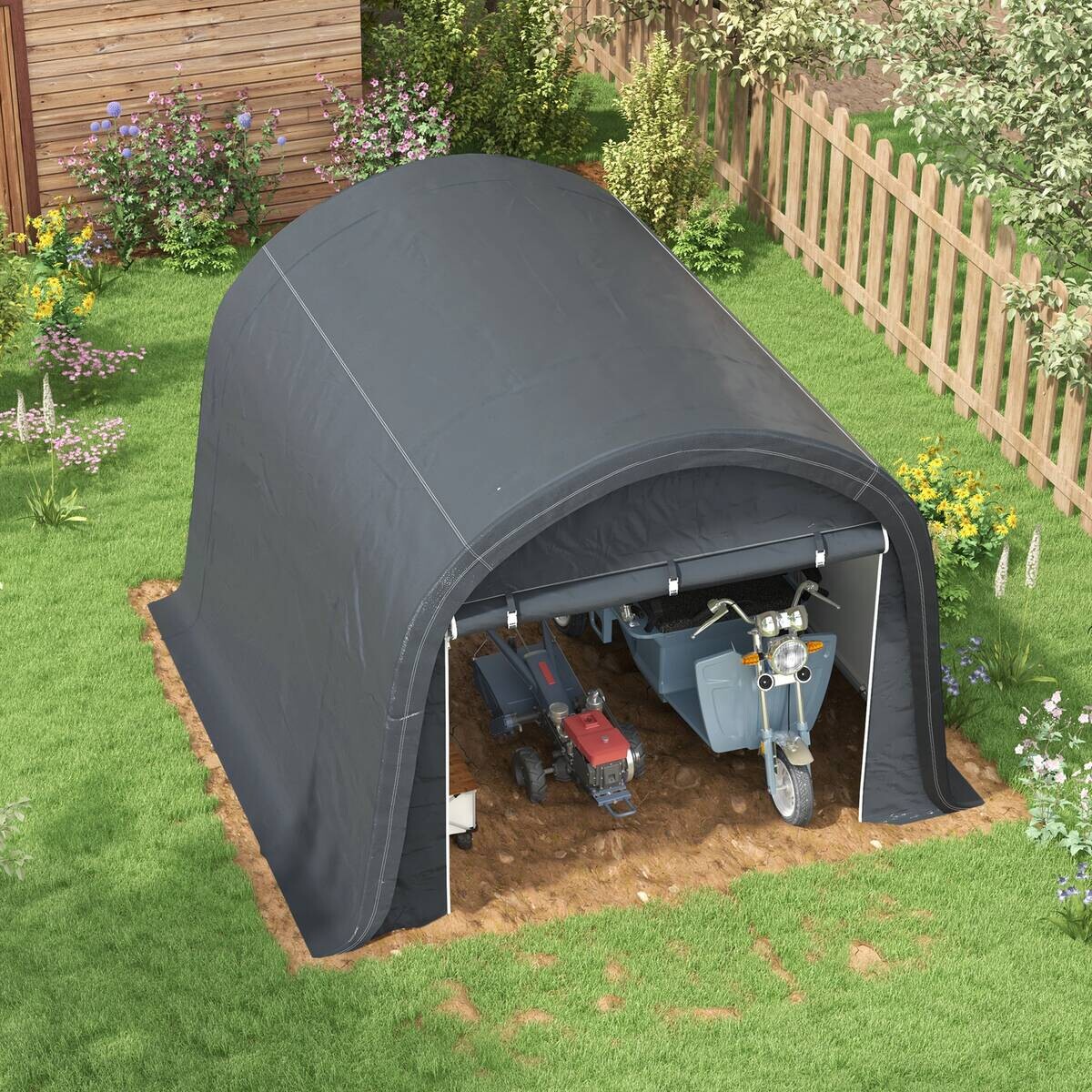 Outsunny Gartenhaus grau B/H/L: ca. 300x300x235 cm