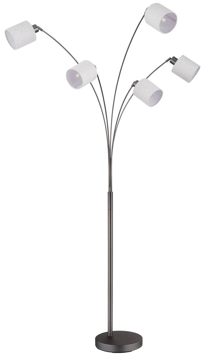 GLOBO Stehleuchte creme schwarz Leinen Metall B/H/L: ca. 90x200x90 cm E27 5 Brennstellen