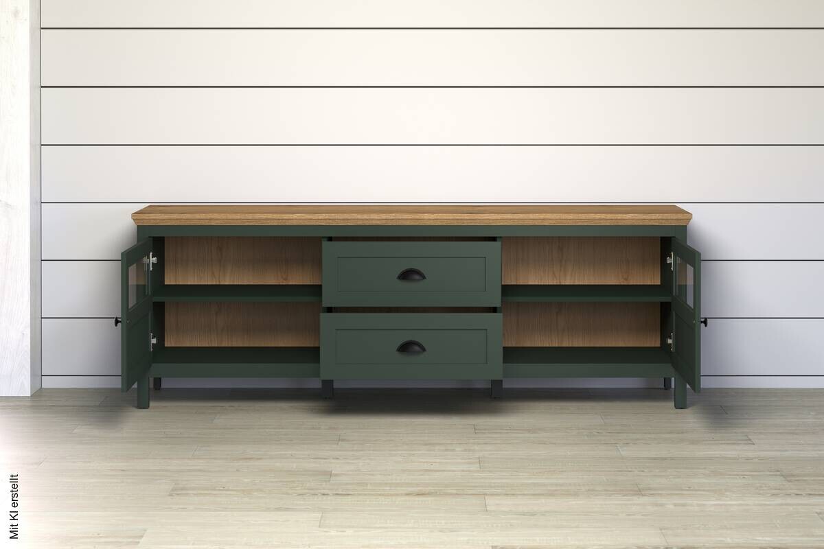 Lowboard Stanton tannengrün Eiche Evoke Coast Nachbildung B/H/T: ca. 184x64x45 cm