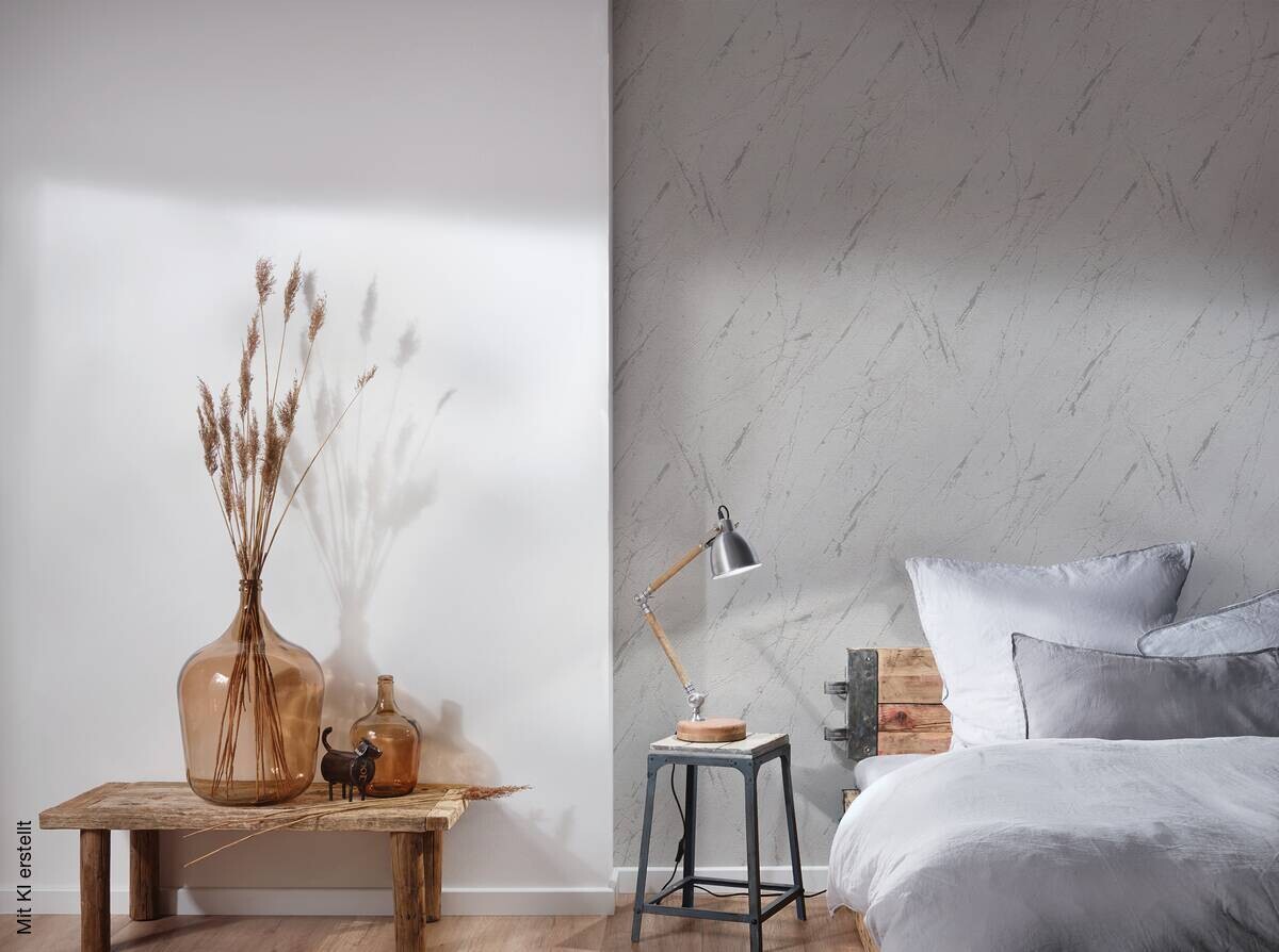 Vliestapete Marmor grau silber B/L: ca. 53x1005 cm