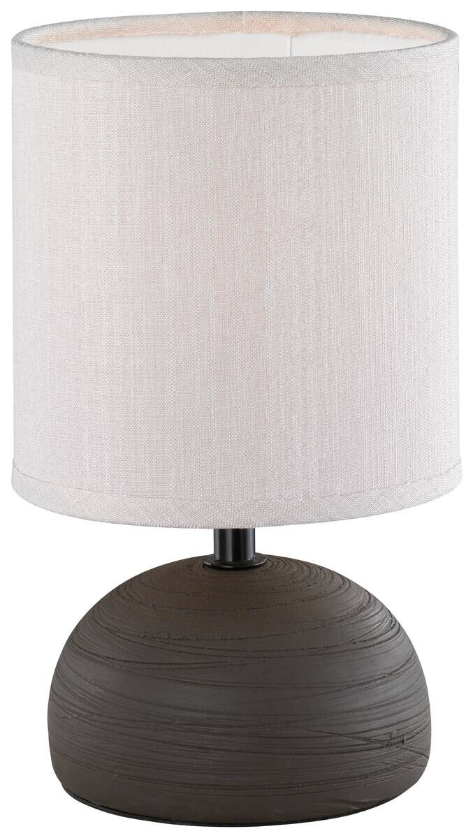Reality Tischleuchte Luci braun Cappuccino Keramik Stoff H/D: ca. 23x14 cm E14 1 Brennstellen