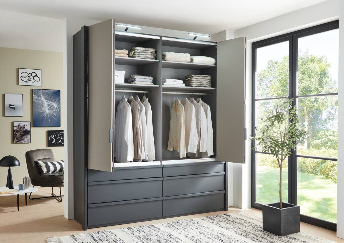 Falttürenschrank Oxford Sahara grau B/H/T: ca. 200x236x58 cm