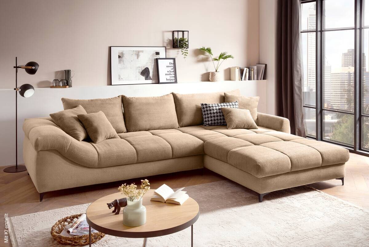 Ecksofa taupe Microfaser B/H/T: ca. 332x96x227 cm