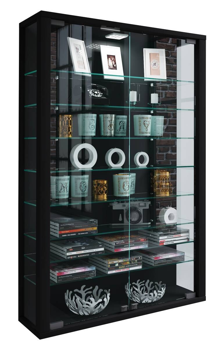 Vitrine Vitrosa Mini schwarz Holzwerkstoff Glas B/H/T: ca. 59x90x18 cm