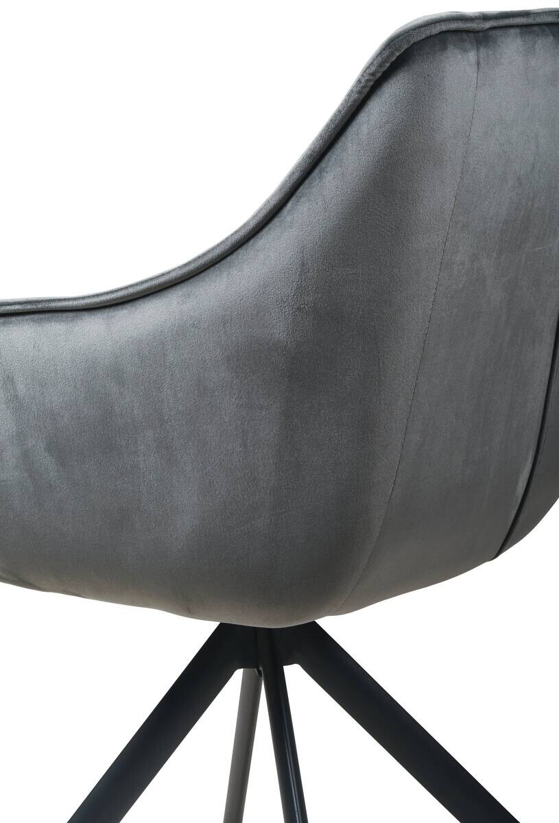 Armlehnstuhl Darwin dunkelgrau schwarz Samtoptik Metall B/H/T: ca. 61x95x60 cm