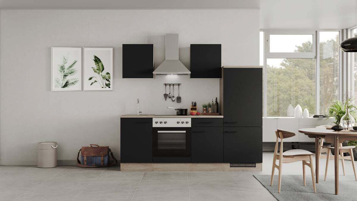 Küchenblock Capri schwarz matt B/H/T: ca. 220x200x60 cm