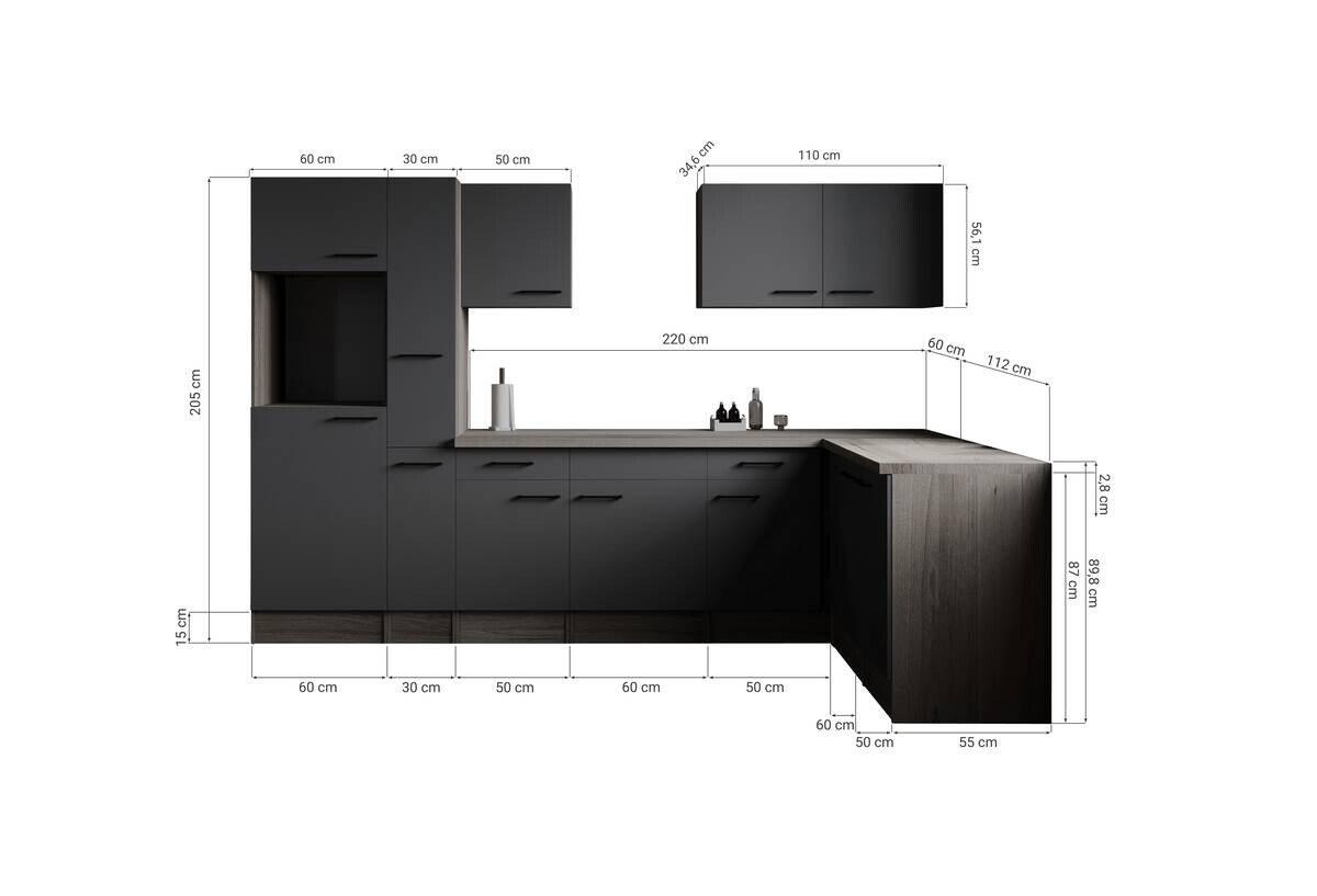 Winkelküche Oliver B/H/T: ca. 310x205x172 cm