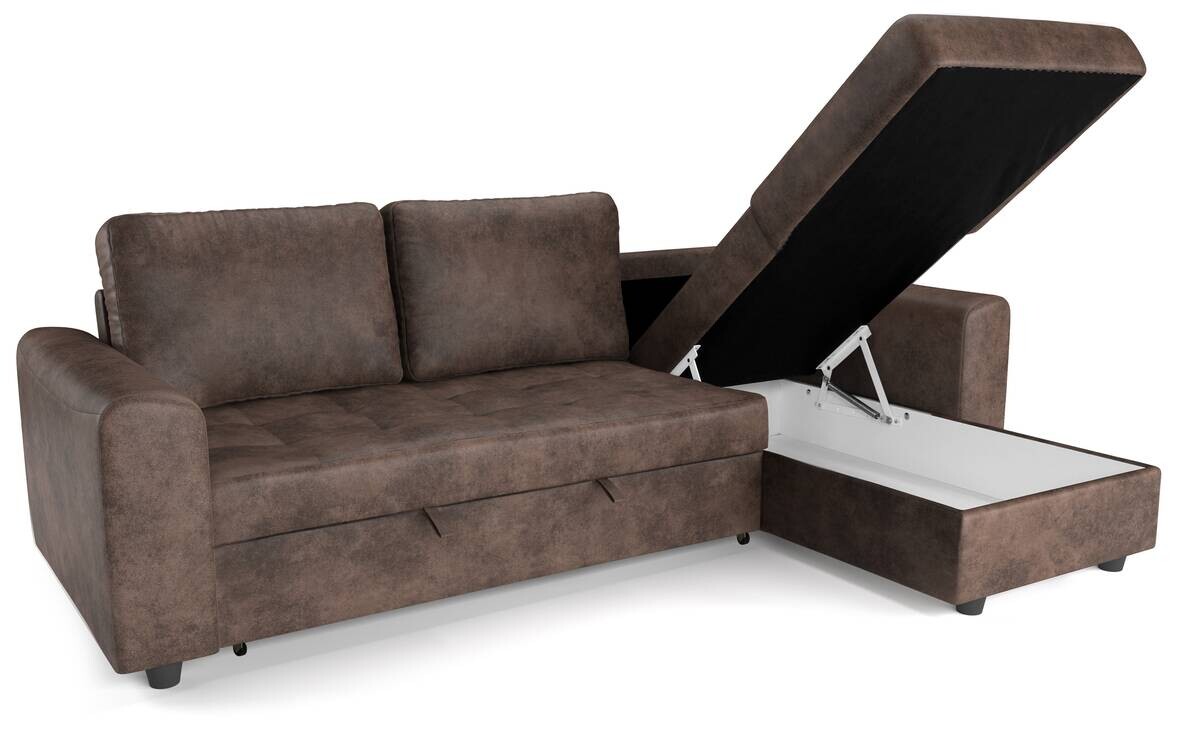 Ecksofa mit Bettfunktion und Bettkasten silber Microfaser B/T: ca. 245x155 cm