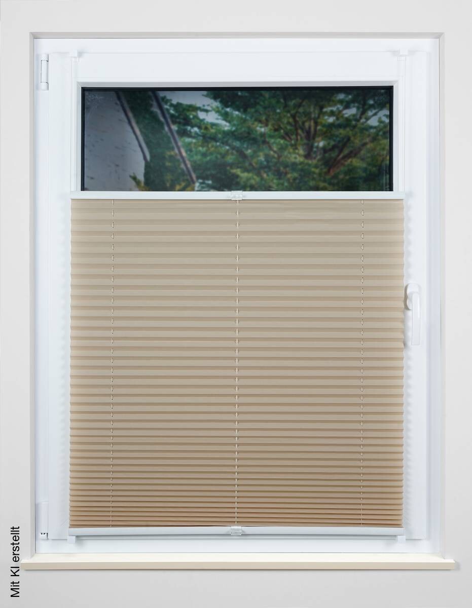 Hochwertiges Klemmplissee sand B/L: ca. 50x130 cm