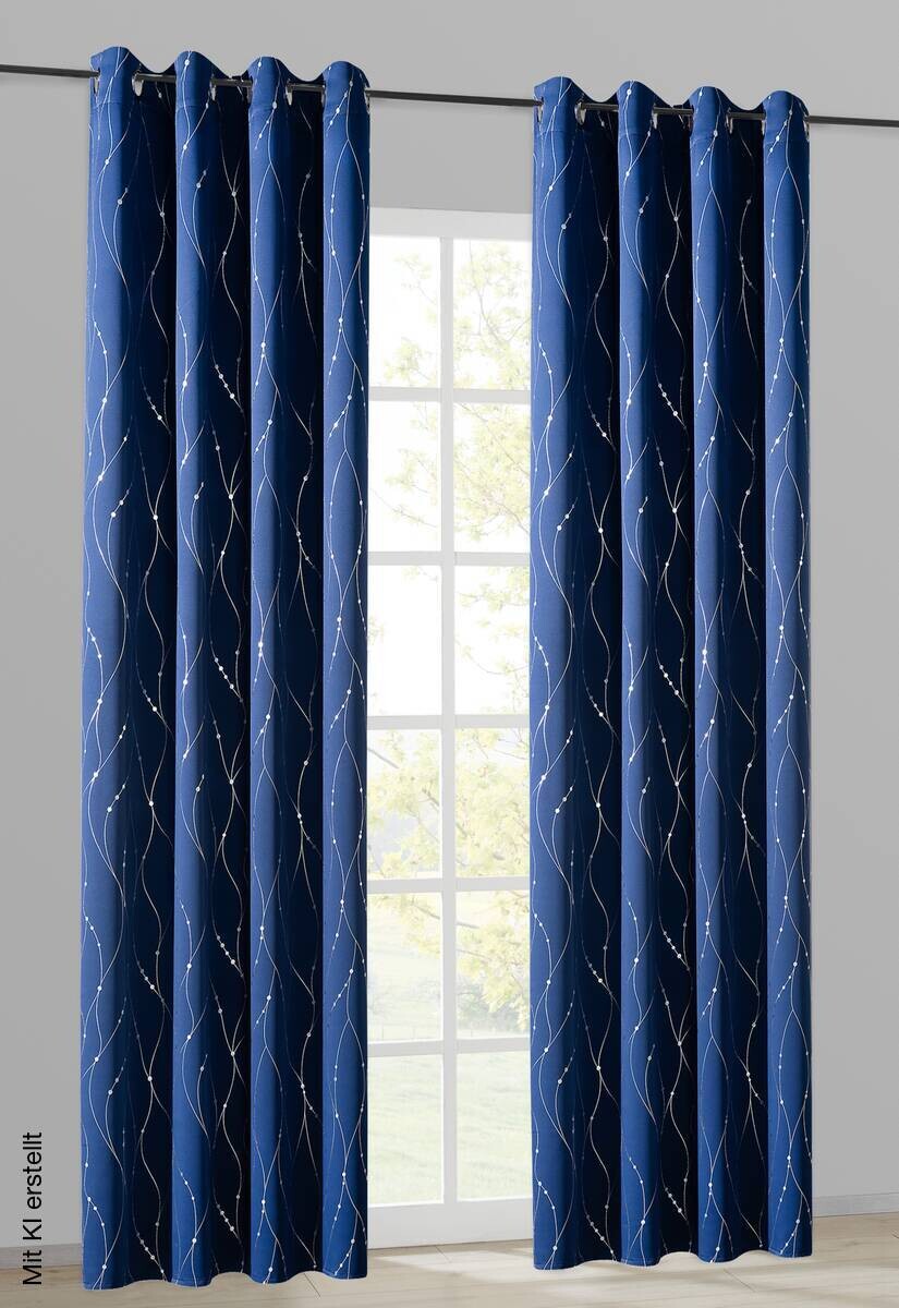 Verdunklungsvorhang Napoli blau B/L: ca. 135x245 cm