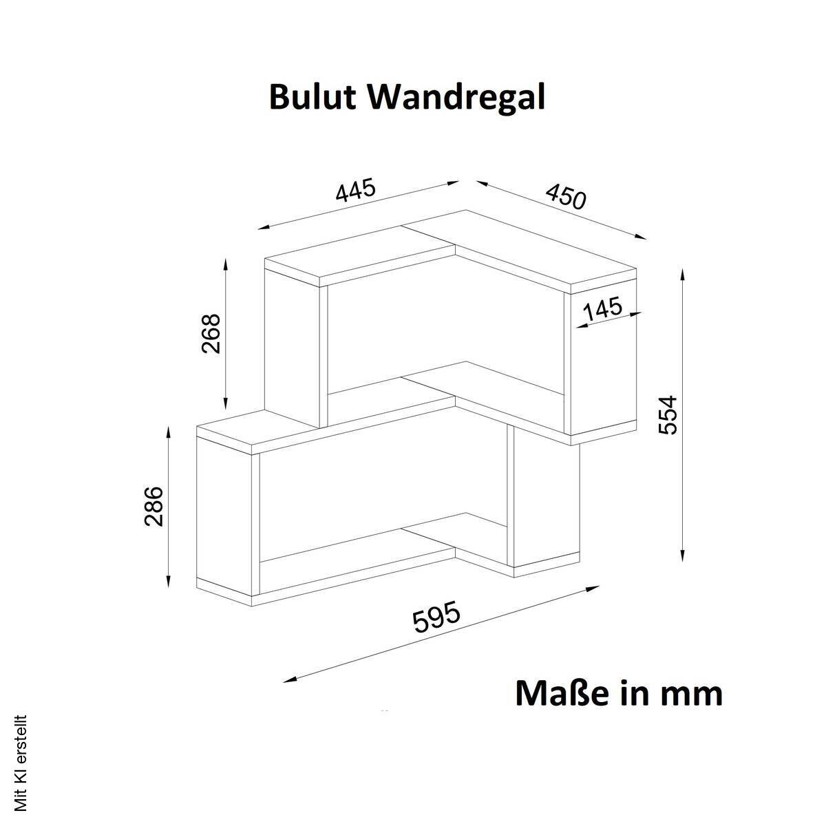 Wandregal Bulut weiß B/H/T: ca. 59,5x55,4x45 cm