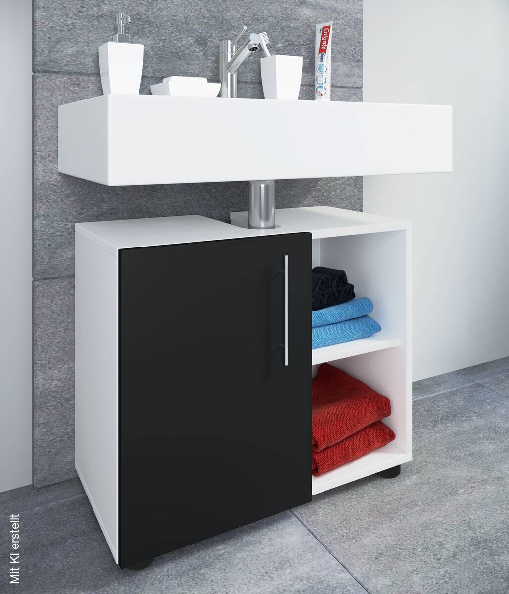 Unterschrank Flandu weiß schwarz