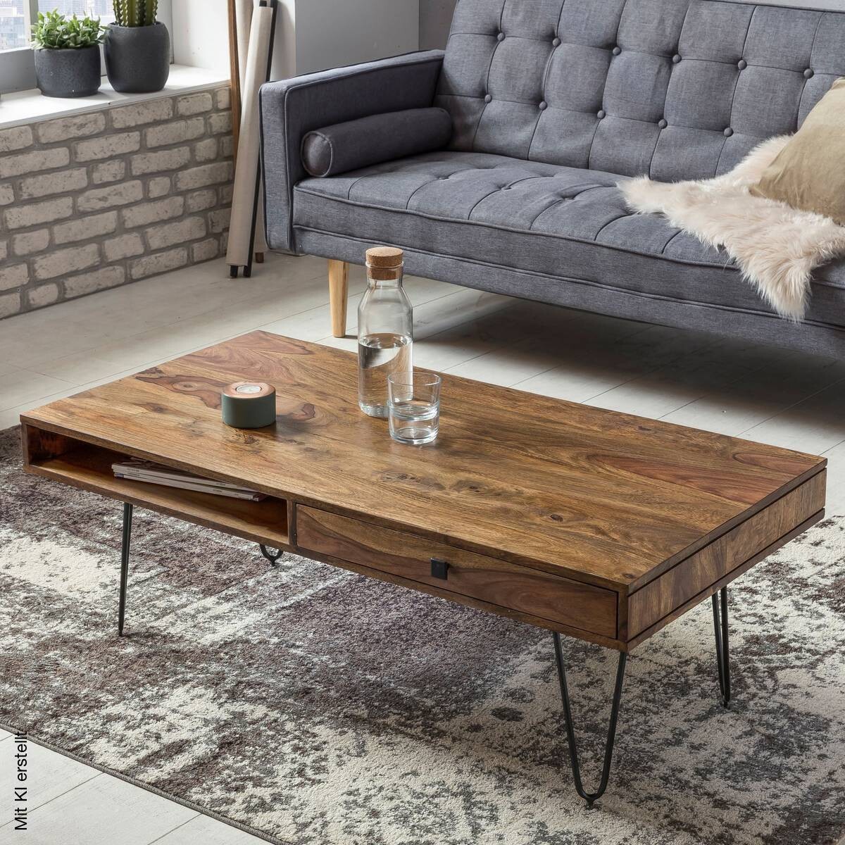 Couchtisch natur schwarz B/H/T: ca. 110x40x60 cm