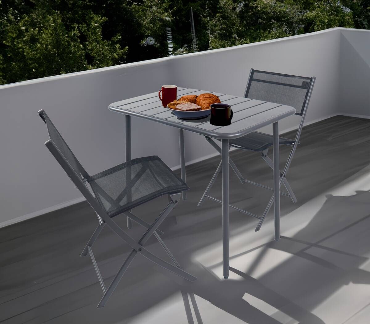 VCM Gartenstuhl 2er Set Sumila schwarz Textilene B/H/L: ca. 45x79x46 cm