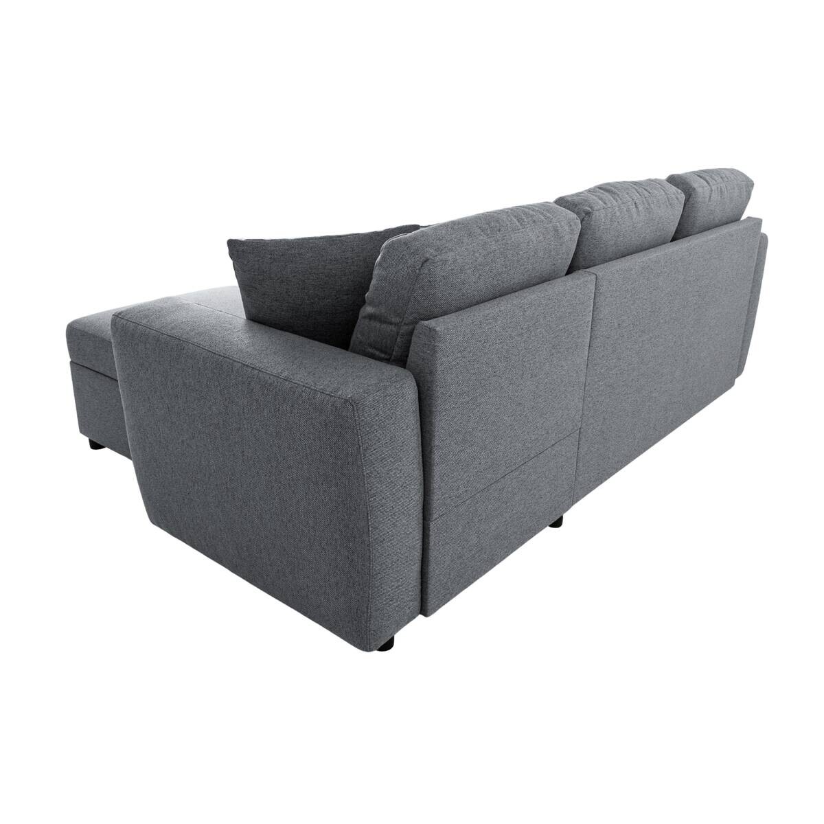 Ecksofa mit Bettfunktion und Bettkasten grau Webstoff B/H/T: ca. 234x86x144 cm