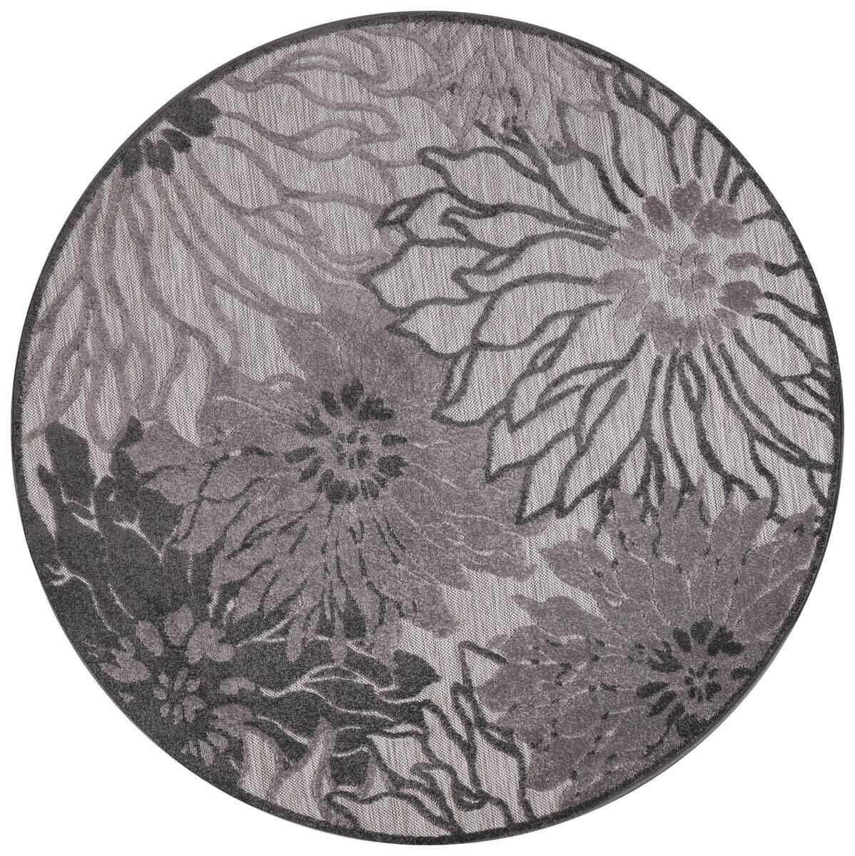 Sanat Outdoorteppich FLORAL grau B/L: ca. 150x150 cm