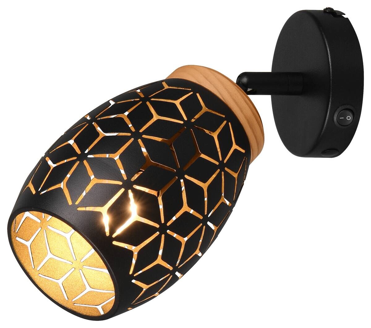 Reality Spots Bidar schwarz gold Metall B/H: ca. 12x27 cm E14 1 Brennstellen