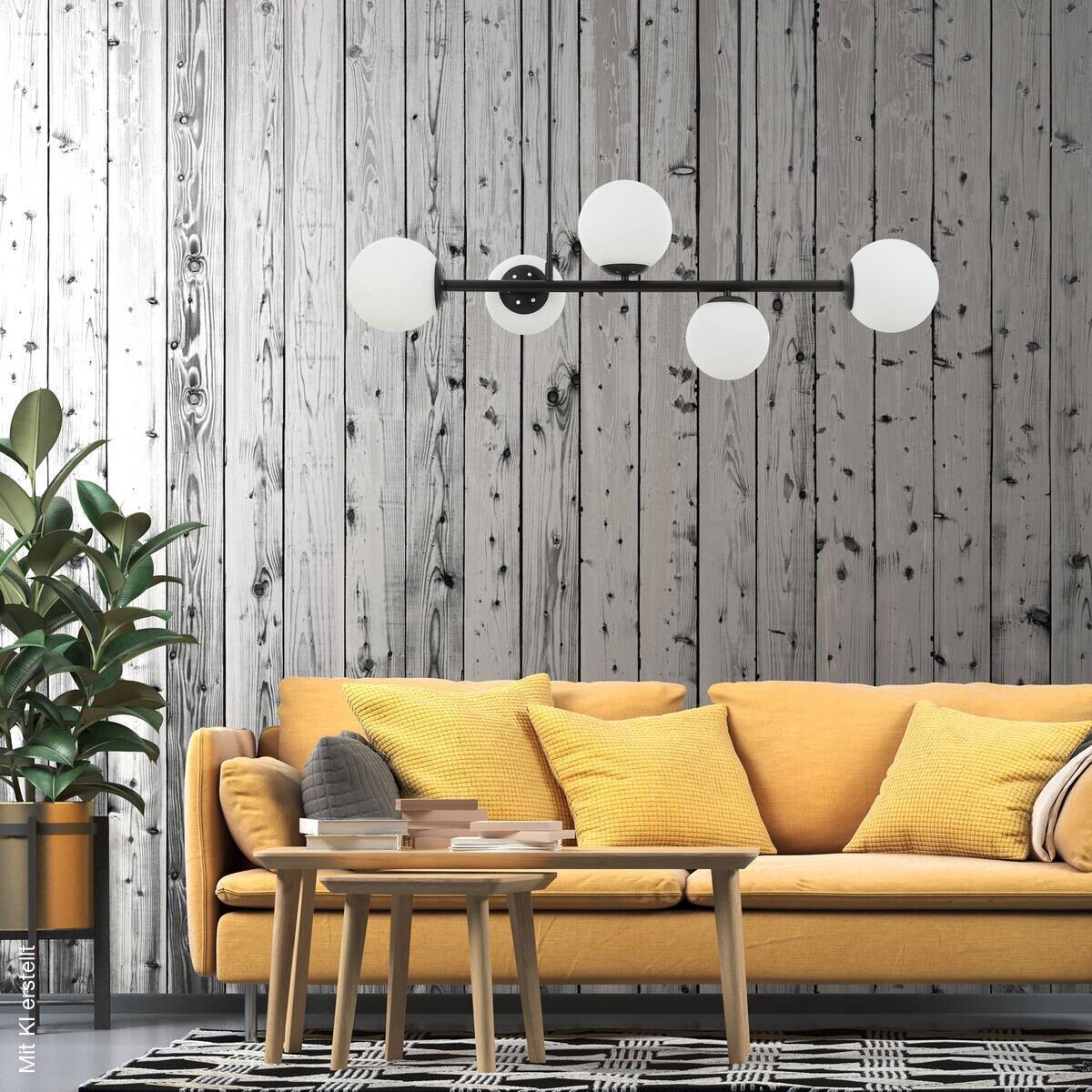 Lamkur Pendelleuchte Maddie schwarz Glas Stahl B/H/L: ca. 120x23x93 cm E14 5 Brennstellen