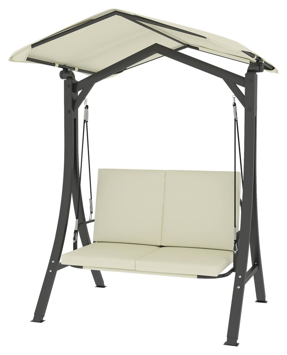 Outsunny Hollywoodschaukel cremeweiß Metall B/H/L: ca. 120x182x150 cm