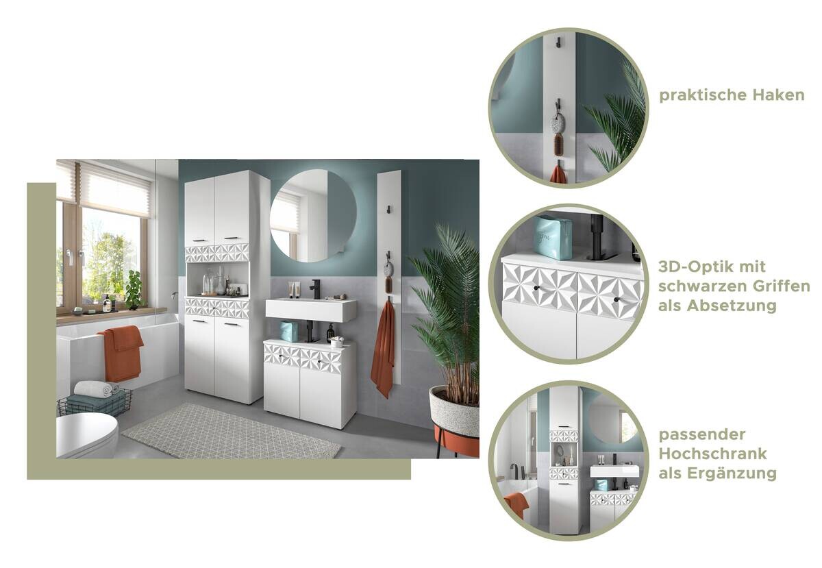 Badezimmer-Set Prisma weiß B/H/T: ca. 110x187x37 cm