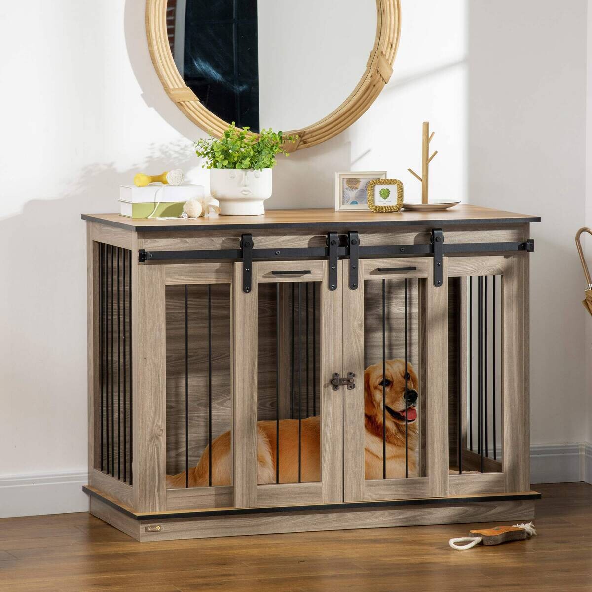 PawHut Hunde-Zubehör Eiche Polypropylen B/H/L: ca. 60x120x88,5 cm