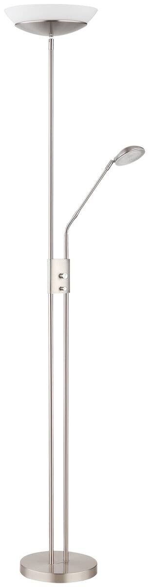 GLOBO Stehlampe nickel matt Metall Kunststoff Glas B/H/D: ca. 57x180x29 cm