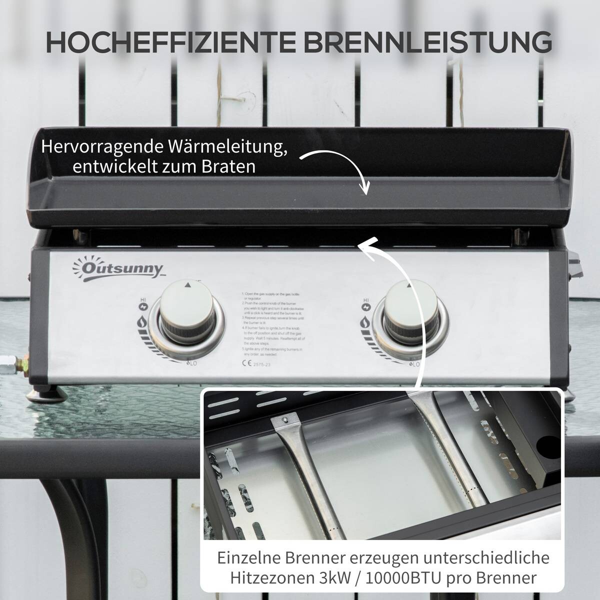 Outsunny Gasgrill Stahl B/H/L: ca. 46x21x48,5 cm