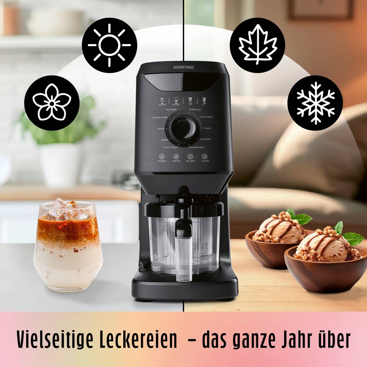 GOURMETmaxx Eismaschine 19370 schwarz Kunststoff B/H/L: ca. 21,5x45x48,5 cm