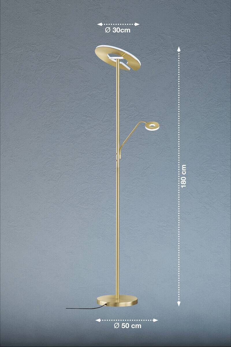 Fischer & Honsel Stehlampe 40316 messing weiß Glas Metall B/H/T: ca. 35x180x50 cm 1 Brennstellen
