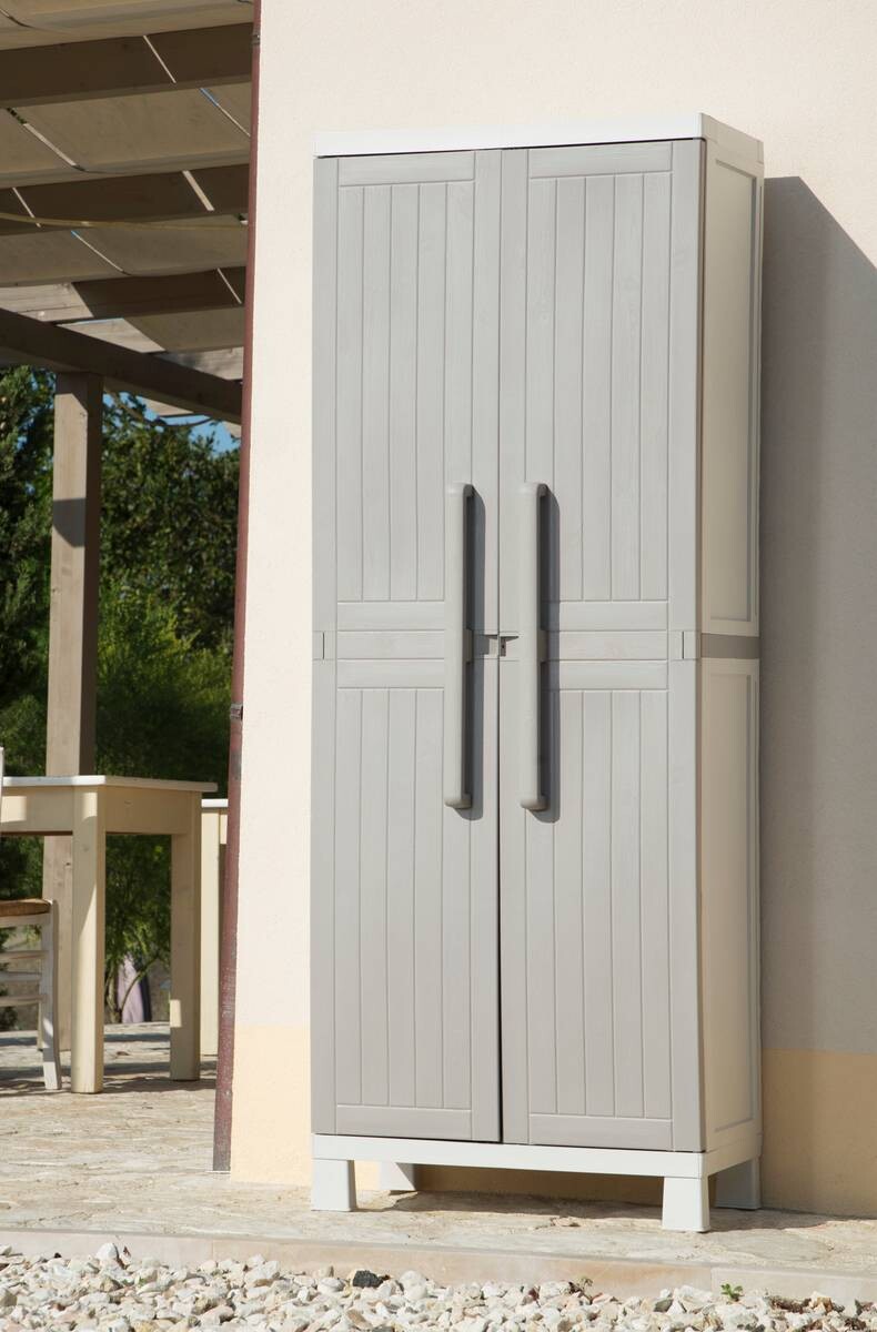 Toomax Kunststoffschrank Wood Midi hellgrau Kunststoff B/H/T: ca. 65x173x37 cm