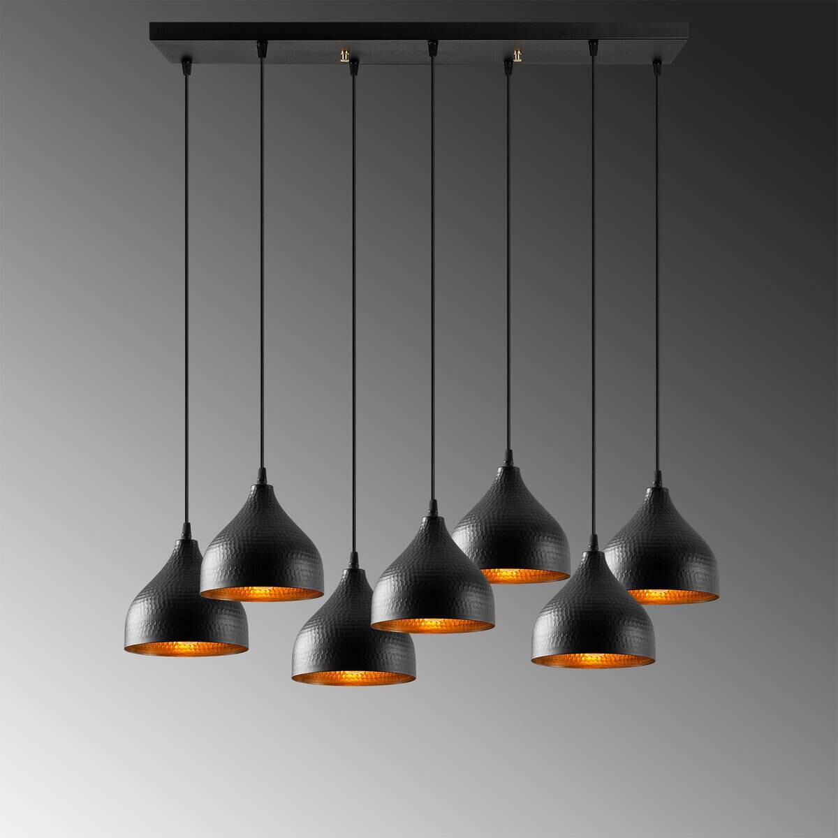 Opviq Pendelleuchte Tattoo-6221 schwarz B/H/T/L: ca. 88x114x40x88 cm E27 7 Brennstellen