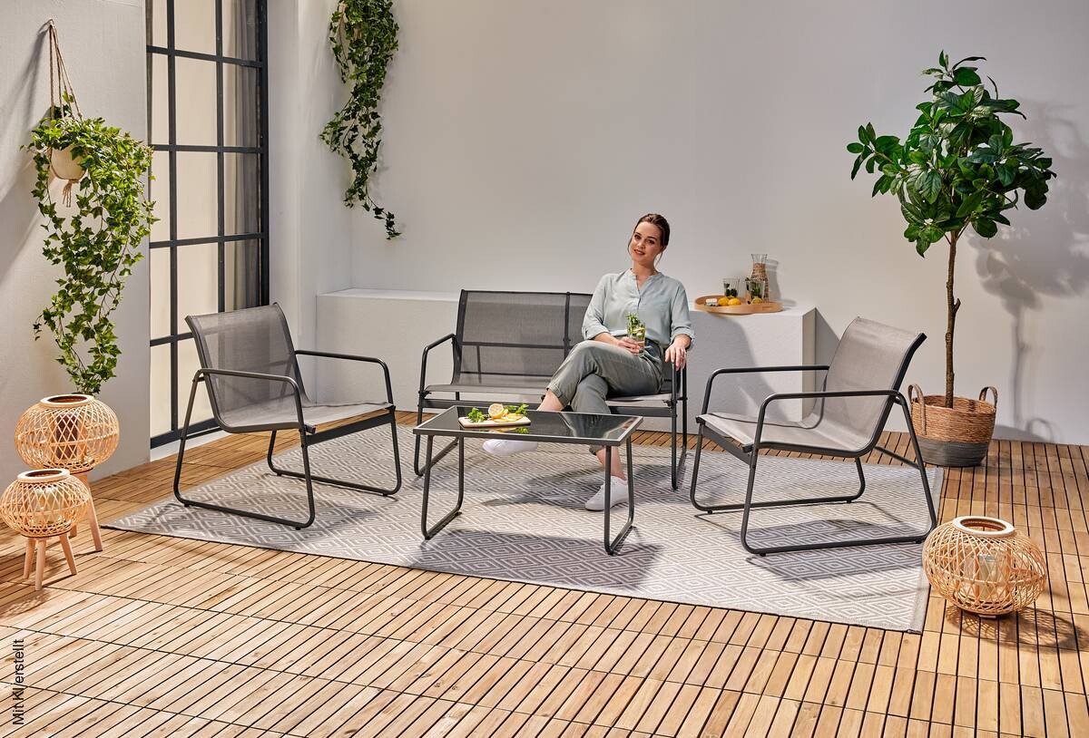 POCOline Gartensitzgruppe Malmö anthrazit Stahlrohr