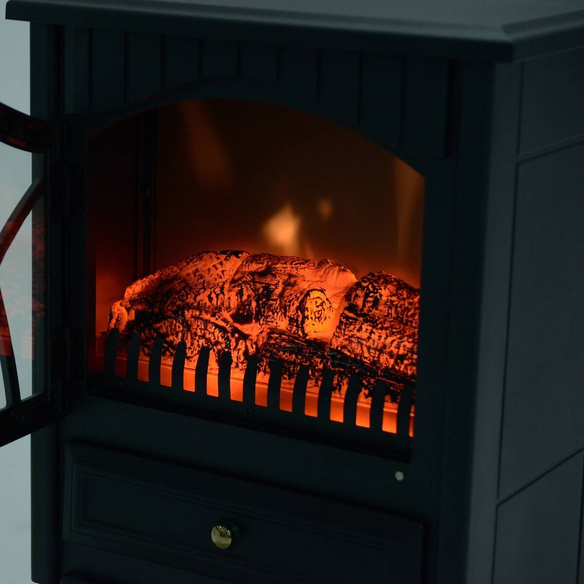 HOMCOM Elektrokamin MH820-051 schwarz Metall Glas Kunststoff B/H/T: ca. 42x54x28 cm ca. 1800 W