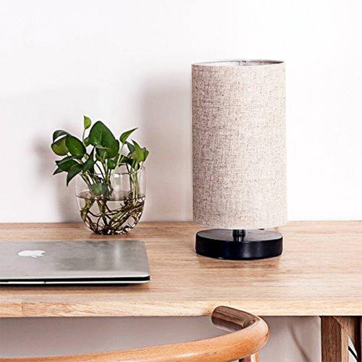 Opviq Tischleuchte creme PVC Metall B/H/L: ca. 15x28x15 cm E14 1 Brennstellen